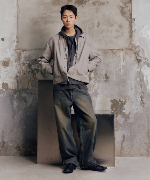 Extra wide yellow washed denim pants