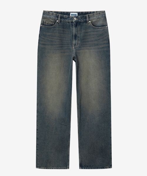 Extra wide yellow washed denim pants