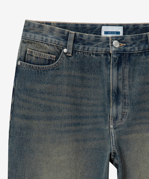 Extra wide yellow washed denim pants