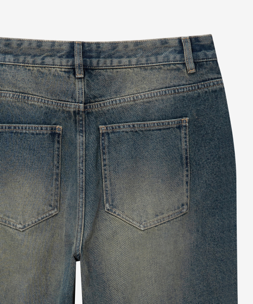 Extra wide yellow washed denim pants