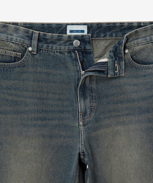 Extra wide yellow washed denim pants