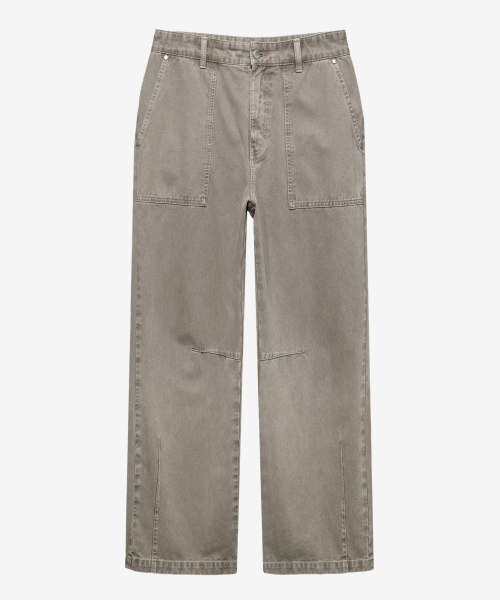 puttig beige wide denim pants