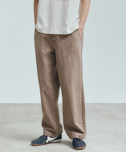puttig beige wide denim pants