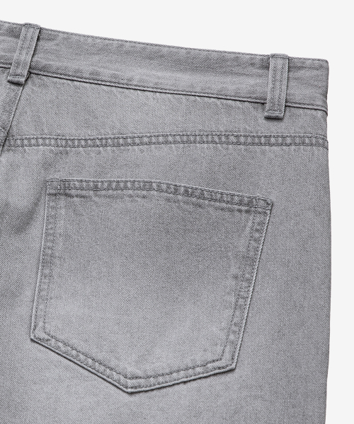 Extra Wide Gray Sand Washing Denim Pants