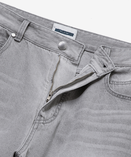 Extra Wide Gray Sand Washing Denim Pants