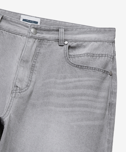 Extra Wide Gray Sand Washing Denim Pants