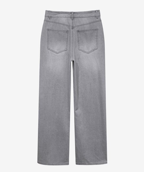 Extra Wide Gray Sand Washing Denim Pants