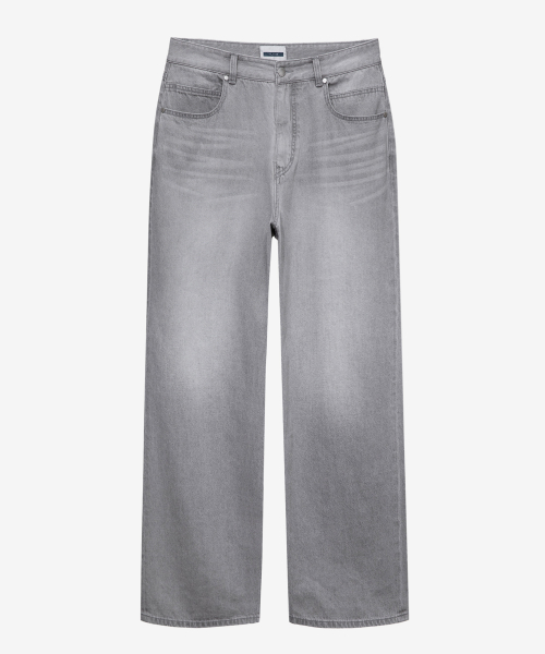 Extra Wide Gray Sand Washing Denim Pants