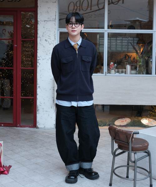 [COUTURE]boucle trucker type zip-up cardigan - 2color