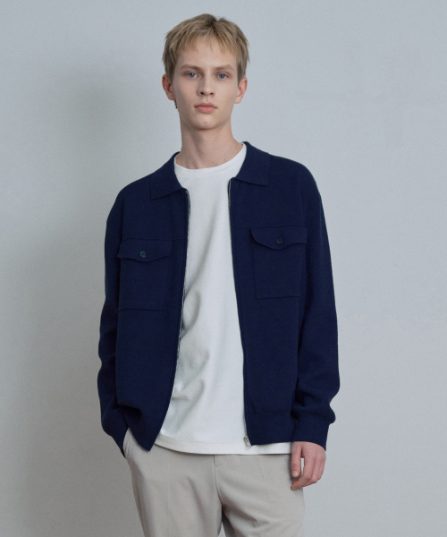 [COUTURE]boucle trucker type zip-up cardigan - 2color