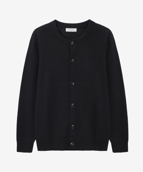 Washable linen like round semi-overfit cardigan - 3color