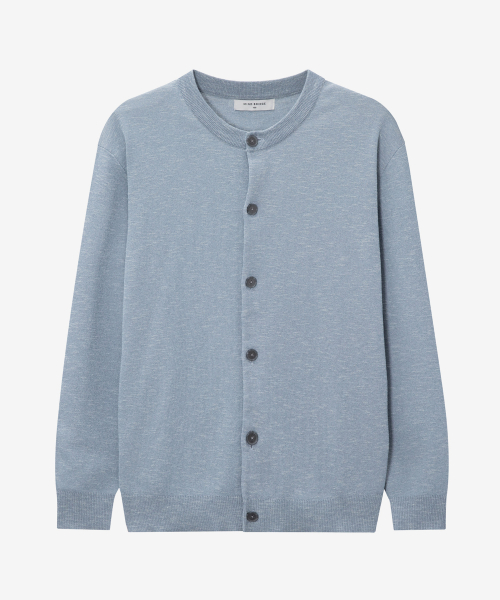 Washable linen like round semi-overfit cardigan - 3color