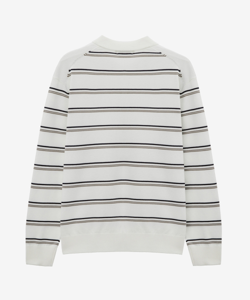 [COUTURE]Stripe semi-overfit collar knitwear
