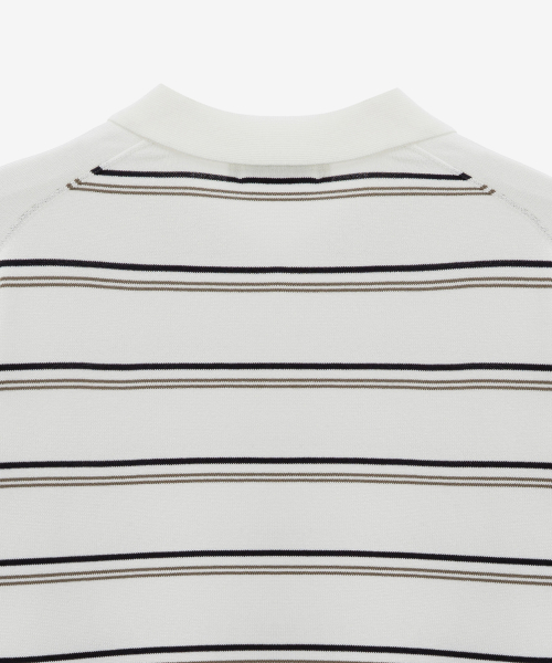 [COUTURE]Stripe semi-overfit collar knitwear