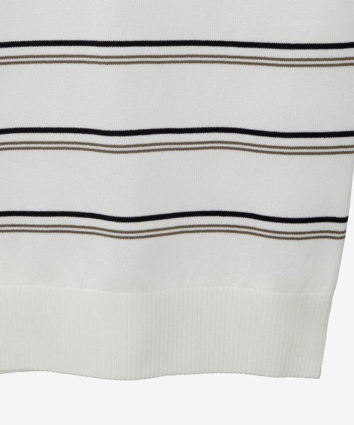 [COUTURE]Stripe semi-overfit collar knitwear