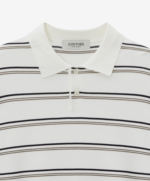 [COUTURE]Stripe semi-overfit collar knitwear