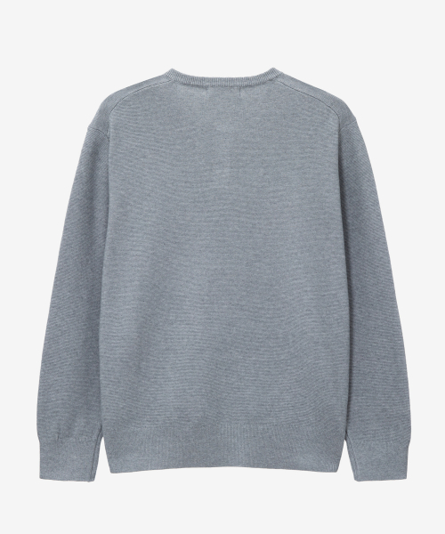 Washable Henley neck semi-overfit knitwear - 2color