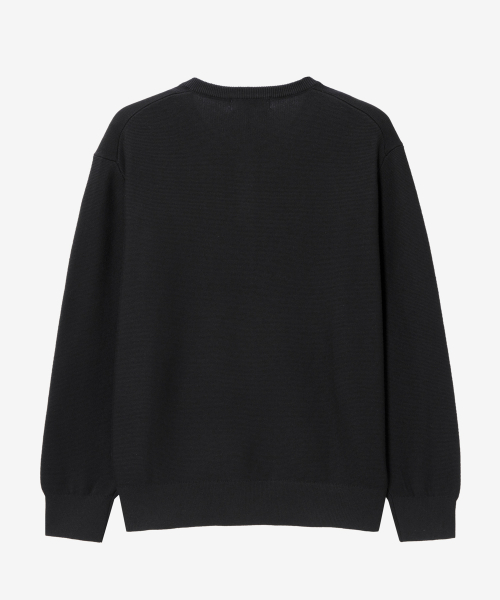 Washable Henley neck semi-overfit knitwear - 2color