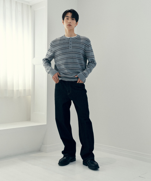 [ON]Knitwear Henley neck semi-overfit Daily Knitwear - 4color