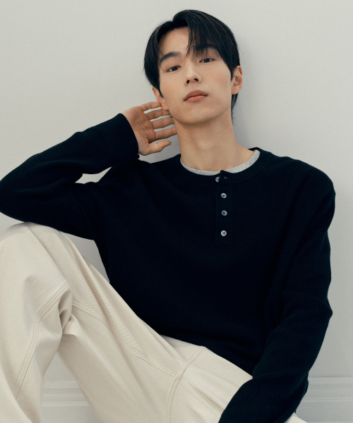 [ON]Knitwear Henley neck semi-overfit Daily Knitwear - 4color
