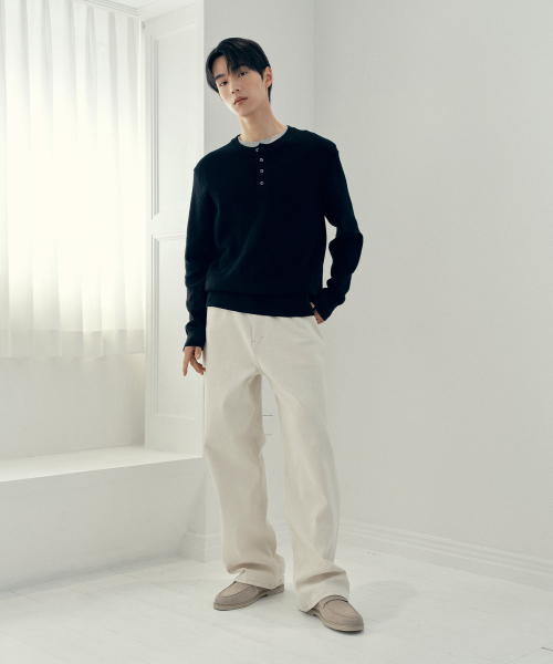 [ON]Knitwear Henley neck semi-overfit Daily Knitwear - 4color