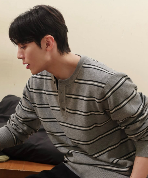[ON]Knitwear Henley neck semi-overfit Daily Knitwear - 4color