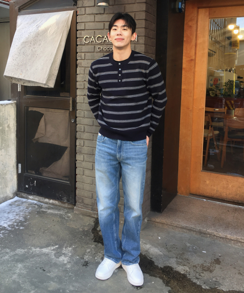 [ON]Knitwear Henley neck semi-overfit Daily Knitwear - 4color