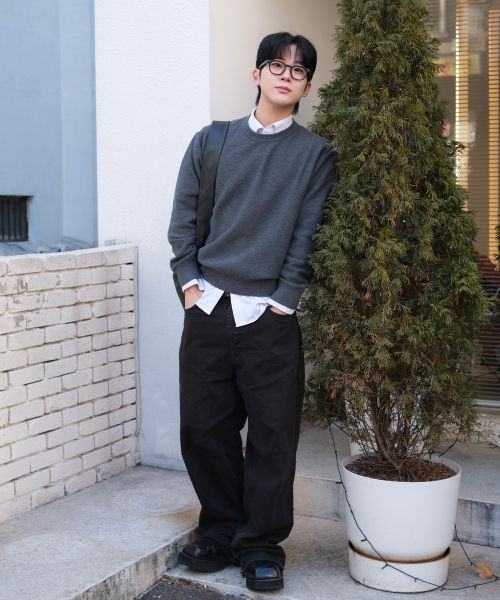 [ON]Crop Round Neck Oversized Fit Daily Knitwear - 3color