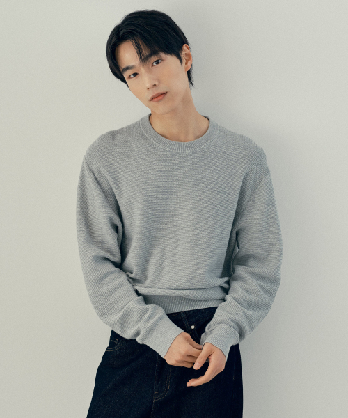 [ON]Crop Round Neck Oversized Fit Daily Knitwear - 3color