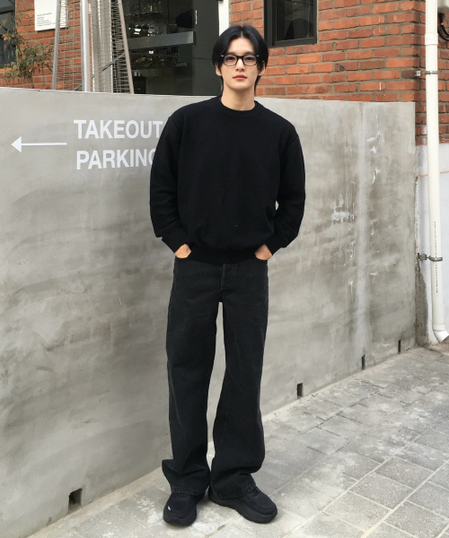[ON]Crop Round Neck Oversized Fit Daily Knitwear - 3color