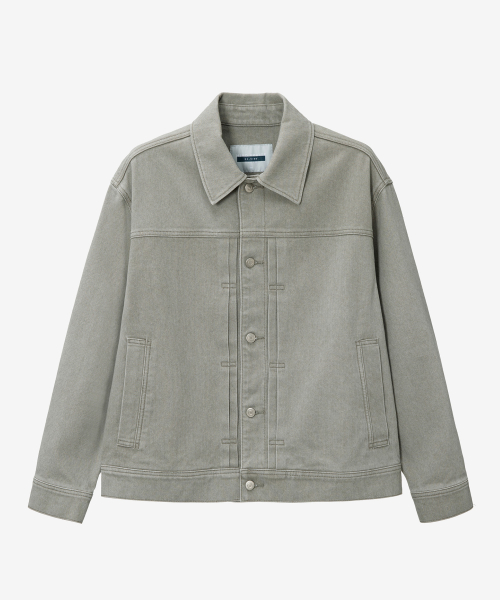 Khaki Beige Denim Like Trucker