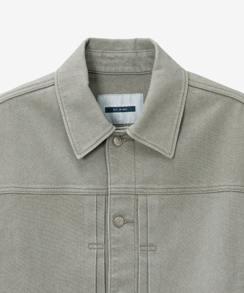 Khaki Beige Denim Like Trucker