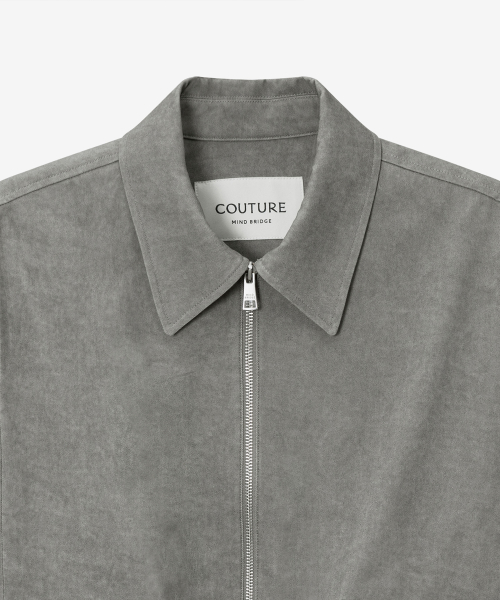 [COUTURE]Pigment washed oversized fit zip-up jumper