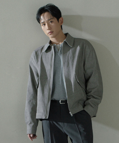 [COUTURE]Pigment washed oversized fit zip-up jumper