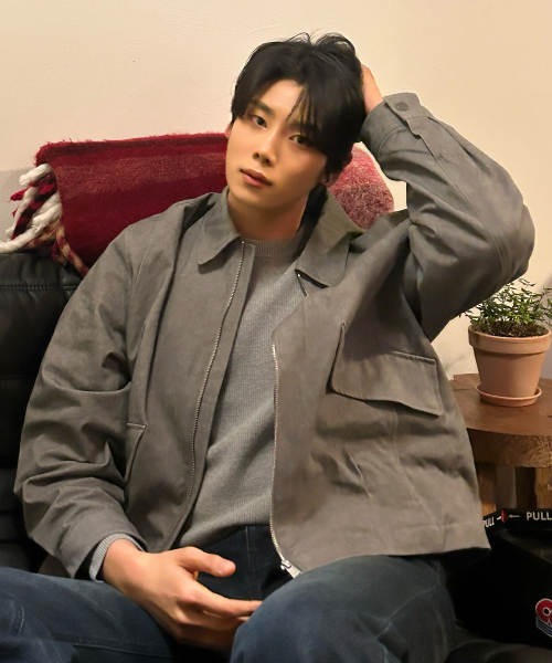 [COUTURE]Pigment washed oversized fit zip-up jumper