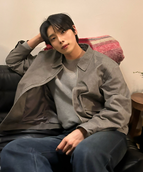 [COUTURE]Pigment washed oversized fit zip-up jumper