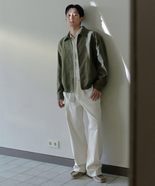 Suede Minimal Zip-Up Blouson - 2color
