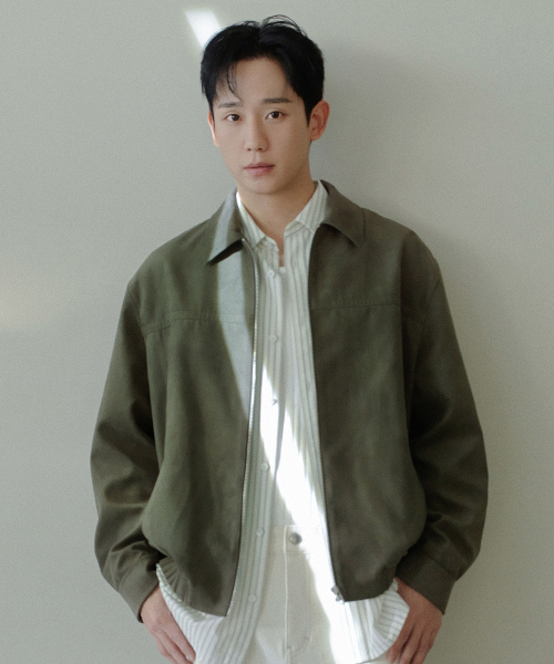 Suede Minimal Zip-Up Blouson - 2color