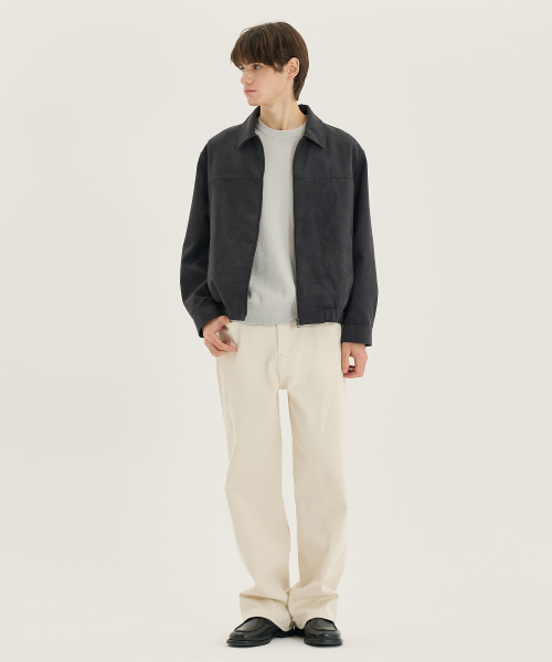 Suede Minimal Zip-Up Blouson - 2color