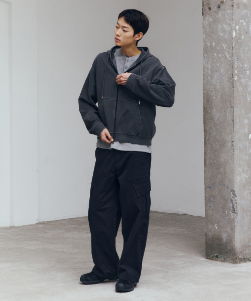 Pigment Cropped Hooded Zip-Up Jumper