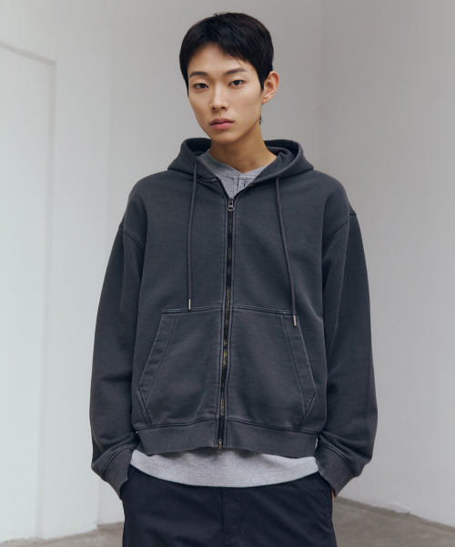 Pigment Cropped Hooded Zip-Up Jumper