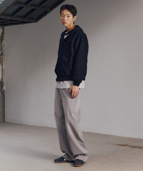 Oxford Hooded Zip-Up Blouson