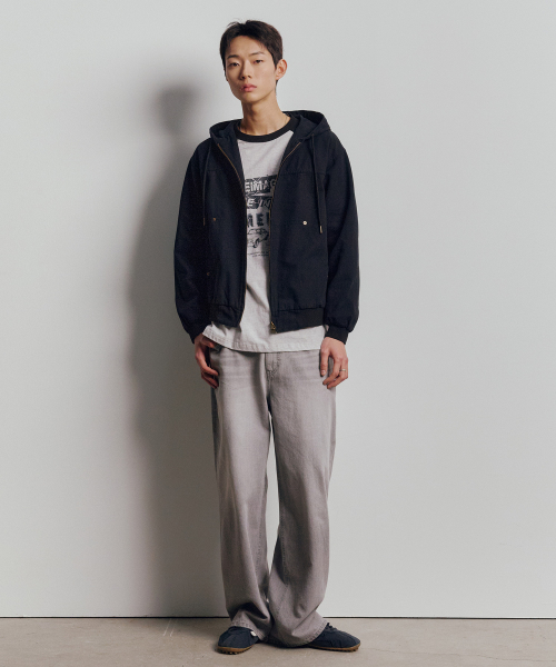 Oxford Hooded Zip-Up Blouson