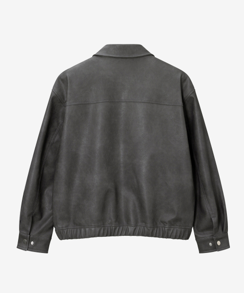 [COUTURE]Washed Grey Leather Bluoson