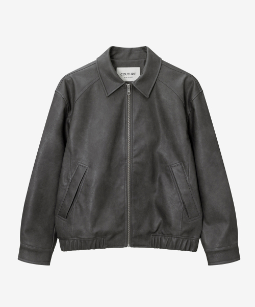 [COUTURE]Washed Grey Leather Bluoson
