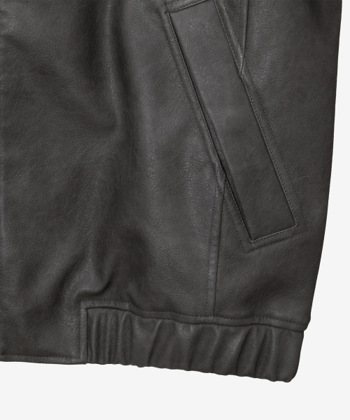 [COUTURE]Washed Grey Leather Bluoson