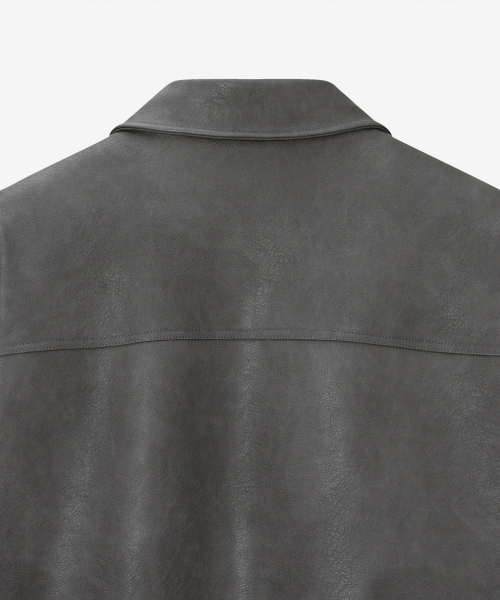[COUTURE]Washed Grey Leather Bluoson