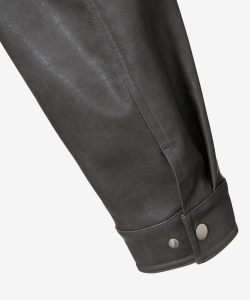 [COUTURE]Washed Grey Leather Bluoson