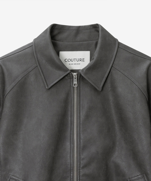 [COUTURE]Washed Grey Leather Bluoson