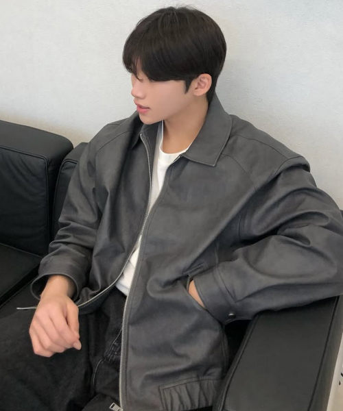 [COUTURE]Washed Grey Leather Bluoson